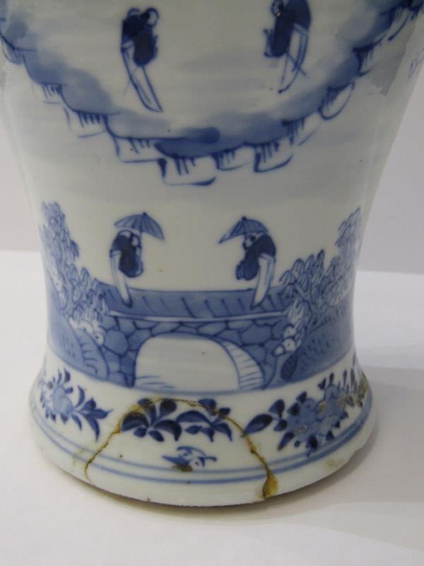 ORIENTAL CERAMICS, Kangxi underglaze blue inverted baluster 10" vase, decorated with Palace - Image 3 of 12