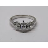 14CT WHITE GOLD DIAMOND CLUSTER RING, cluster comprising of 7 marquise cut diamonds, principal stone