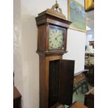 PROVINCIAL 30 HOUR LONG CASE CLOCK, oak casing with painted square face