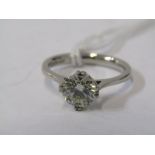 DIAMOND SOLITAIRE RING, Platinum 4 claw set diamond solitaire ring transitional brilliant cut