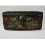 19th CENTURY SNUFF BOX, faux tortoiseshell, rectangular papier mache snuff box, decorated with