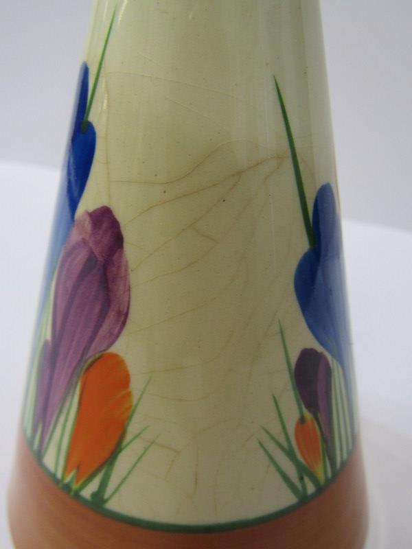 CLARICE CLIFF, "Crocus" pattern conical dredger, 5.5" height (some staining of body) - Image 4 of 5