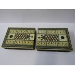 ANTIQUE INDIAN CRIBBAGE BOX, inlaid ivory and carved cedarwood folding cribbage box (requires