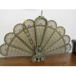 BRASSWARE, fan shaped pierced blade fire guard, 25" height