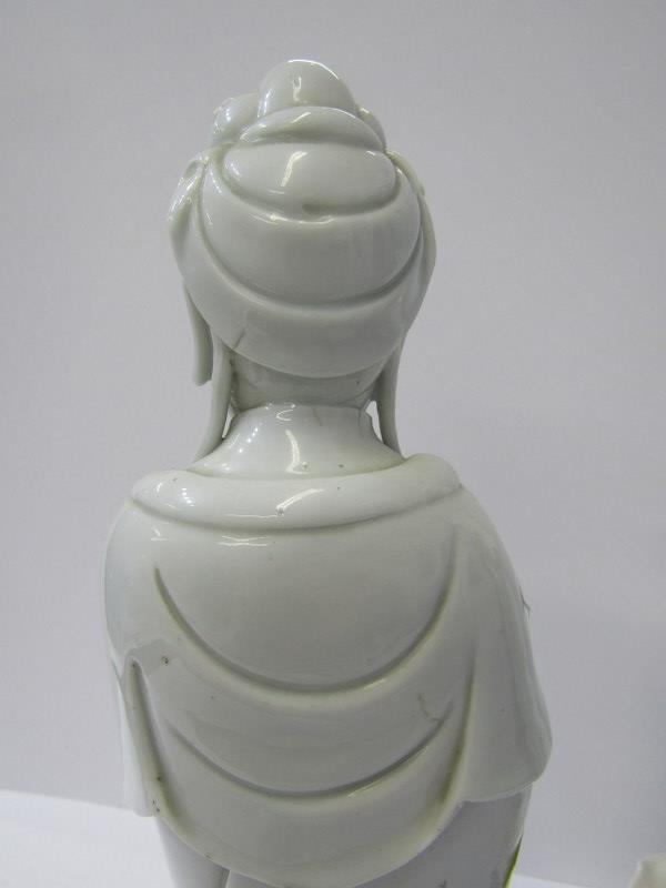 ORIENTAL CERAMICS, blanc de chine figure of Guanyin, 13" height (fingers to one hand missing), - Image 8 of 15