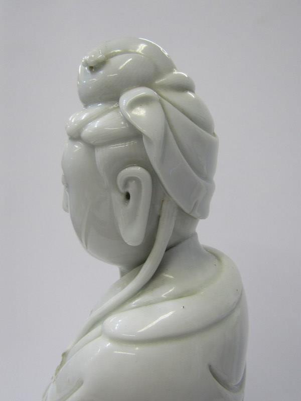 ORIENTAL CERAMICS, blanc de chine figure of Guanyin, 13" height (fingers to one hand missing), - Image 6 of 15