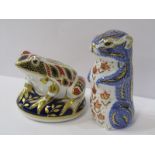 ROYAL CROWN DERBY PAPERWEIGHTS, "Chipmonk" and "Frog"