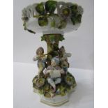 CONTINENTAL PORCELAIN, Thuringian-style figure based comport, floral encrusted with child musician
