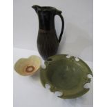 STUDIO POTTERY, Mary Rich- style gilded small bowl, also small tenmoku glazed ewer jug and shaped