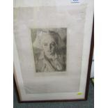 ANDERS ZORN, pencil signed etching "Gulli II", 8" x 5.5"
