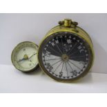 ANTIQUE POCKET BAROMETER, with mother-of-pearl reverse compass, together with Japanese pocket