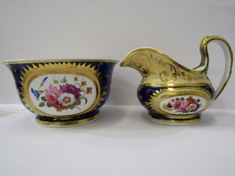 REGENCY RIDGWAY, gilded porcelain tea service, Royal Blue ground with reserves of floral sprays, - Image 4 of 8