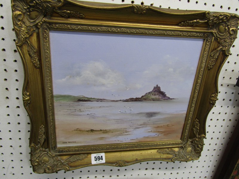 DON AUSTEN, signed painting on canvas, "St Michael's Mount", 9" x 11.5"