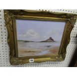 DON AUSTEN, signed painting on canvas, "St Michael's Mount", 9" x 11.5"