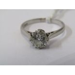 18ct WHITE GOLD DIAMOND SOLITAIRE RING, principal old cut diamond in multi claw 18ct white gold