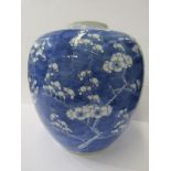 ORIENTAL CERAMICS, Large Chinese underglaze blue ginger jar, Hawthorn Blossom design with 4