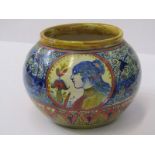 19th CENTURY ITALIAN FAIENCE, spherical pot decorated with portrait reserves by Santarelli of