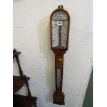 VICTORIAN BAROMETER, oak case mercury stick barometer by Husbands of Bristol, 38" height