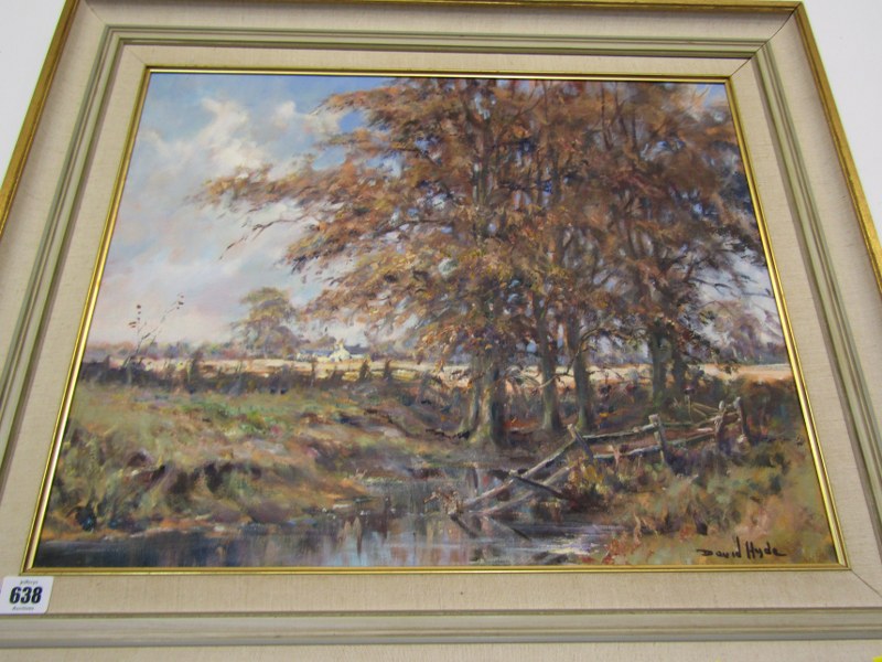 DAVID HYDE, signed oil on board "Autumn Stream", 17" x 21"