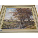 DAVID HYDE, signed oil on board "Autumn Stream", 17" x 21"