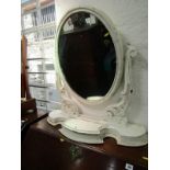 VICTORIAN DRESSING MIRROR, painted oval swing dressing mirror with lift top base