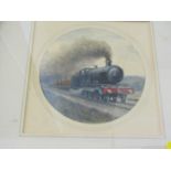 RAILWAY, Major General Sir Robert Grant, Victorian watercolour study, "Brighton Belle", 5" diameter