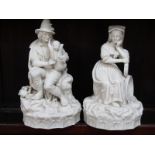 PARIAN, pair of 19th Century Continental Parian figures "The Grape Harvester" and "The Bagpipe