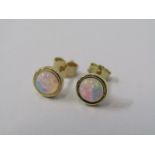 PAIR OF 9CT YELLOW GOLD OPAL STUD EARRINGS, with butterfly backs