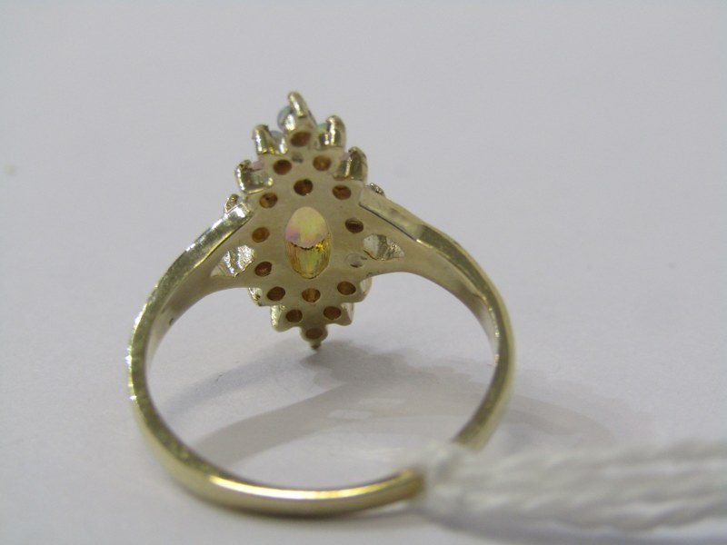 9CT YELLOW GOLD OPAL CLUSTER RING, marquise shape cluster on 9ct yellow gold setting, size N/O - Image 3 of 3