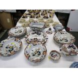 VICTORIAN IRONSTONE, collection of matched coloured ironstone tableware including Masons octagonal