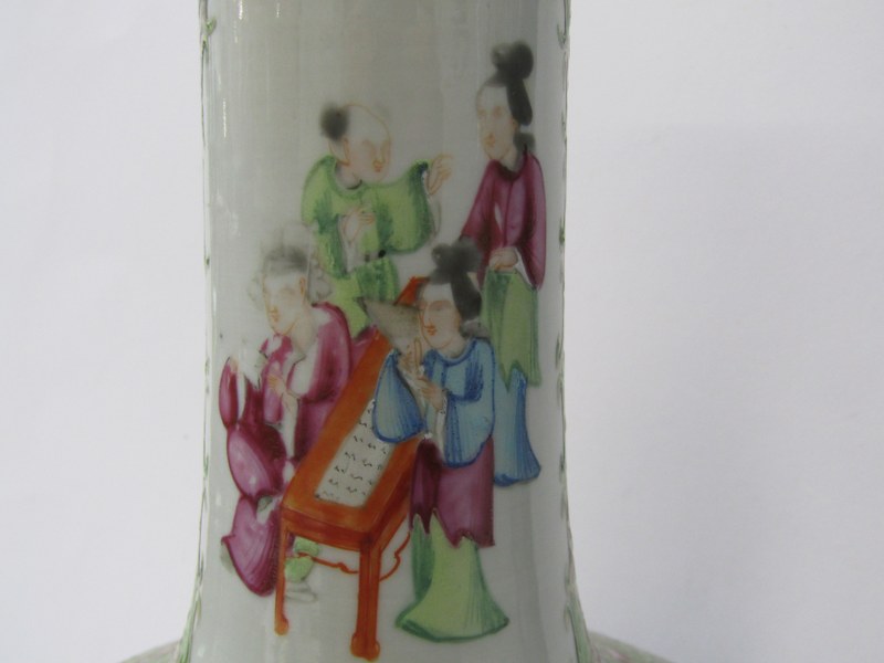 ORIENTAL CERAMICS, 19th Century Canton 15.5" onion design vase, decorated with alternating panels of - Image 5 of 10