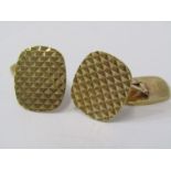 PAIR OF 9ct YELLOW GOLD BRIGHT CUT DECORATION CUFF LINKS, approx 9 grms in weight