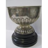 SILVER PRESENTATION PEDESTAL BOWL, half fluted stemmed silver bowl with Italian inscription for