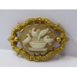SHELL CAMEO BROOCH on yellow metal testing high carat gold