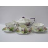 SHELLEY TEAWARE, Cabaret set of octagonal tea pot, cup & saucer, sugar bowl, cream jug and stand,