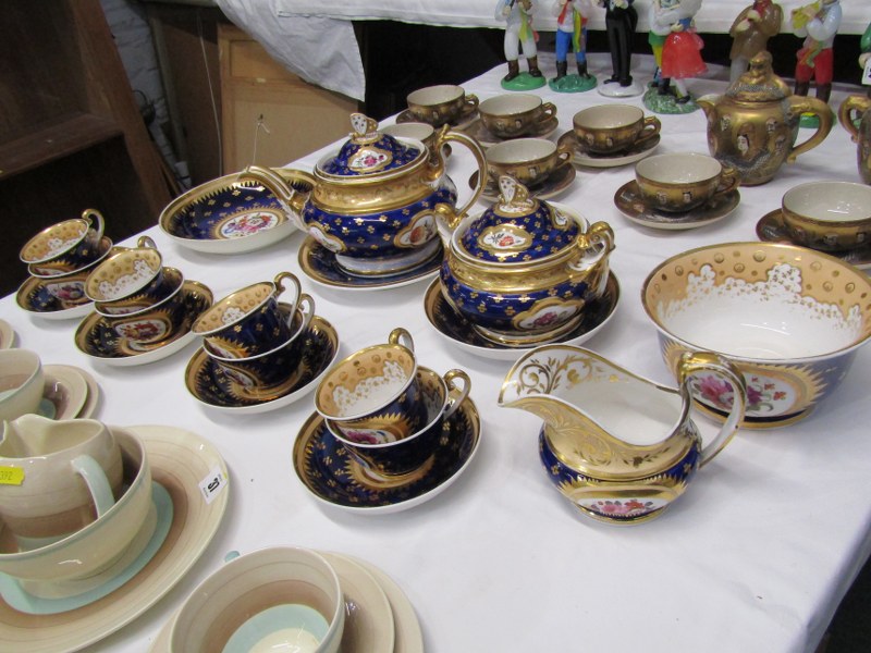 REGENCY RIDGWAY, gilded porcelain tea service, Royal Blue ground with reserves of floral sprays, - Image 8 of 8
