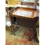 EARLY 19TH CENTURY MAHOGANY COMMODE, rectangular tray top with tambour fronted drawer and