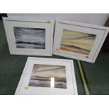 KERAN SUNASKI GILMORE, 3 signed watercolours "Ending Autumn", "Late Snow" and "August Walk", 7" x