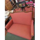 PAIR OF WALNUT MARQUETRY TUB ARMCHAIRS AND MATCHING 2 SEATER SETTEE