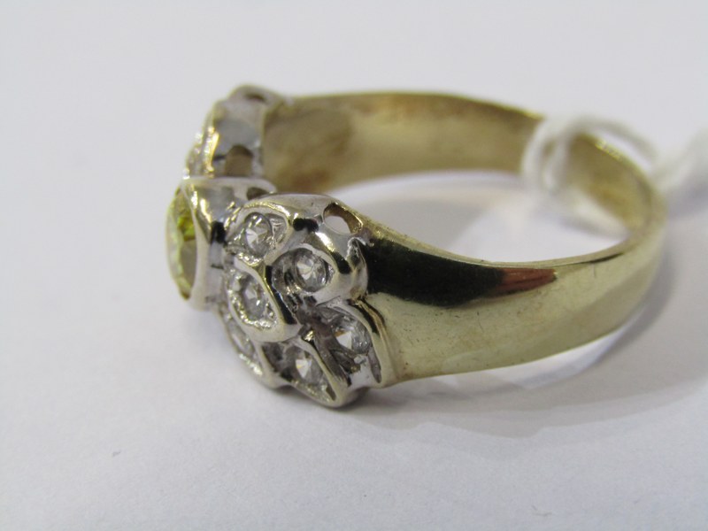 9CT YELLOW GOLD YELLOW & WHITE STONE CLUSTER RING, approx. 3.9grms in weight, size P - Image 2 of 3