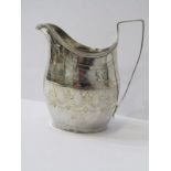 GEORGIAN SILVER CREAM JUG, of helmet form with engraved decoration, London 1801, makers AB & GB,
