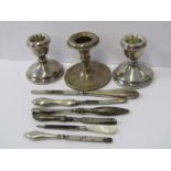 SILVER CANDLESTICKS, pair of Birmingham HM silver piano candlesticks, 2.5" (6cm) together with 1