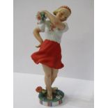 EUROPEAN PORCELAIN, figure of Dancing Girl, base mark "MFK", 9" height