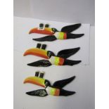 CARLTONWARE/GUINNESS, a graduated set of 3 Carltonware flying Toucans advertising Guinness, the