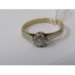 18ct YELLOW GOLD DIAMOND SOLITAIRE RING, principal diamond approx 0.33ct, size O