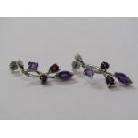 9ct WHITE GOLD AMETHYST & DIAMOND EARRINGS