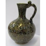 JACKFIELD JUG, an attractive gilt and jewelled 8" ewer jug