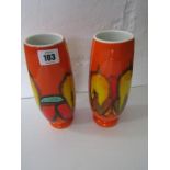 POOLE, pair of "Delphis" design 9" oviform orange ground vases