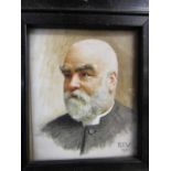 KENDRICK E. WYNE, monogrammed watercolour dated 1911, portrait of bearded Gentleman, 2.75" x 2.25"