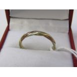 9ct 3 TONE YELLOW, WHITE & ROSE GOLD BAND RING, approx 2.3 grams, size P